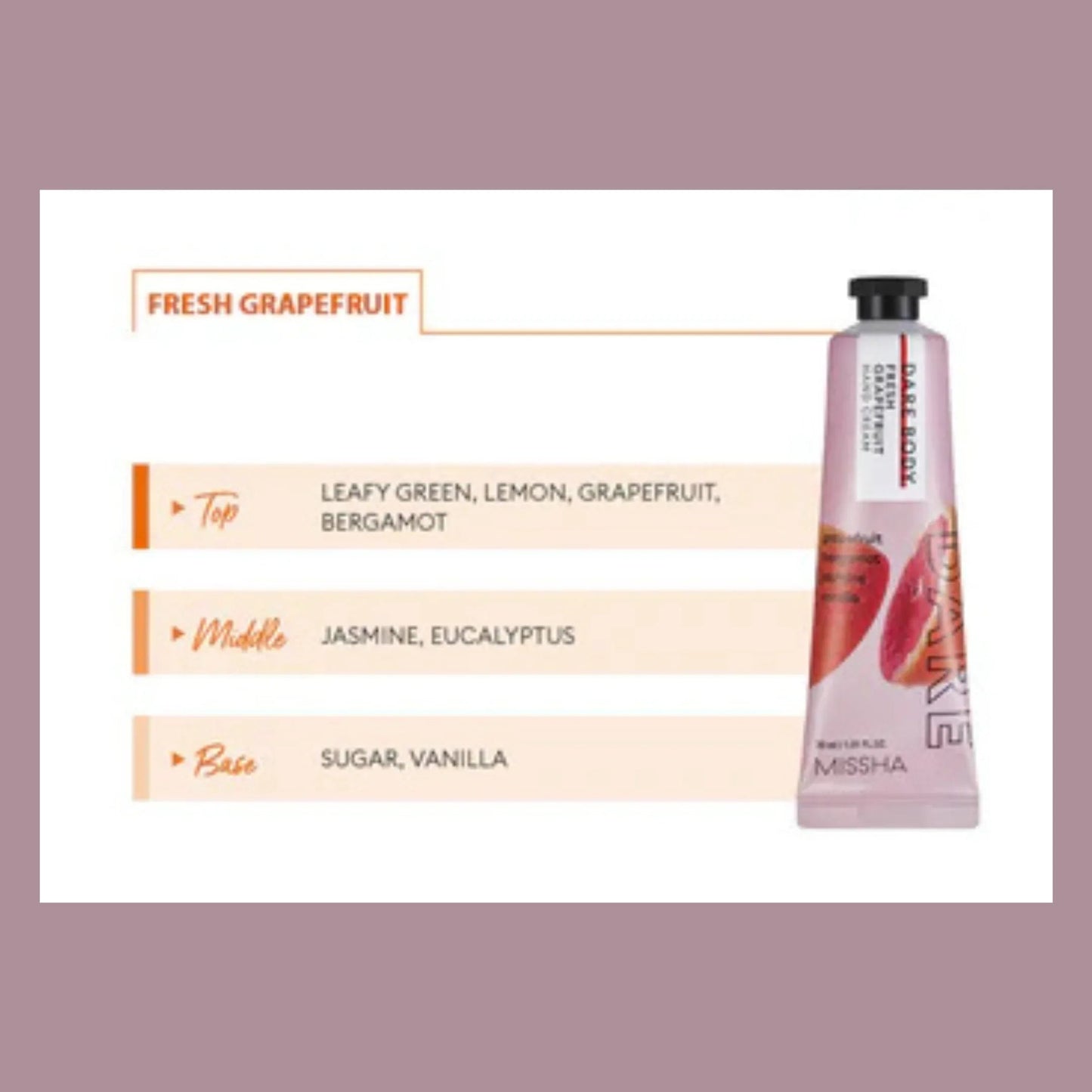 MISSHA Dare Body Hand Cream Fresh Grapefruit 30ml - ORION XO Exclusive