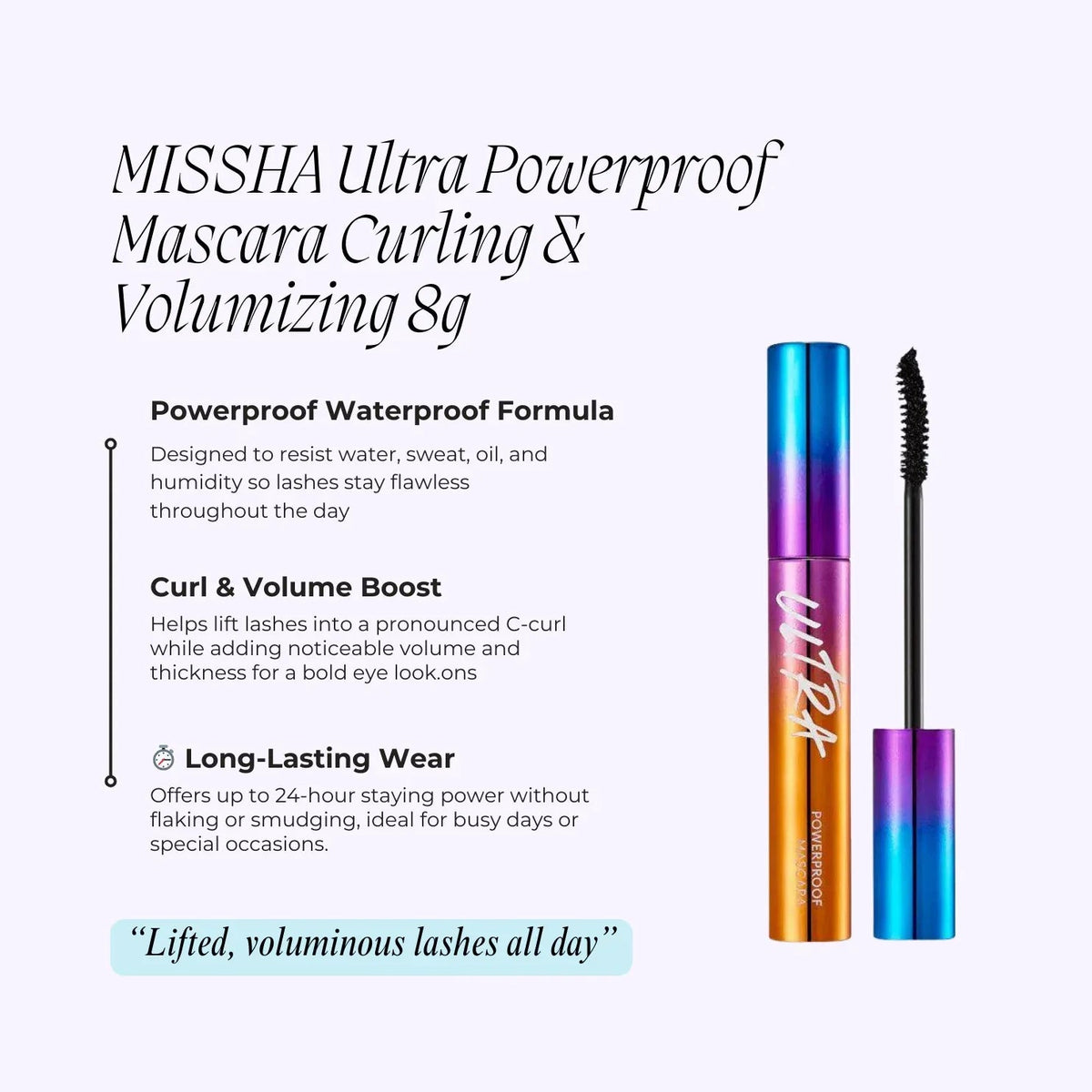 MISSHA Ultra Powerproof Mascara Curling and Lengthening 8g - ORION XO Exclusive
