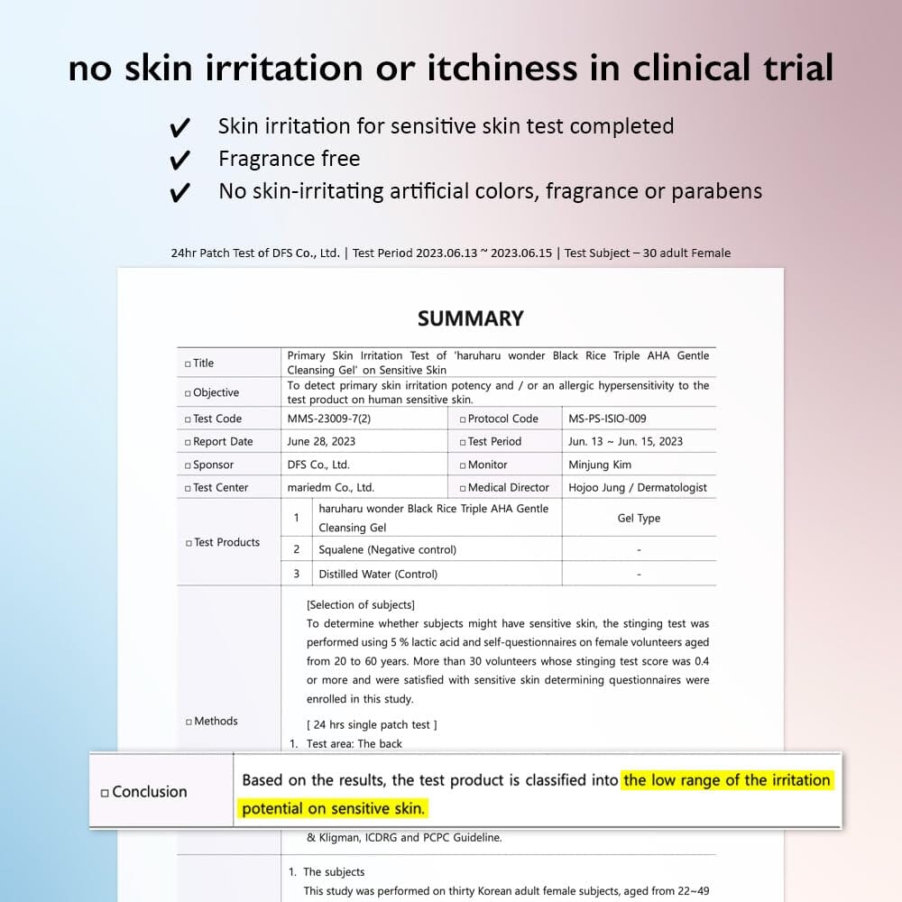 Haruharu WONDER Black Rice Triple AHA Gentle Cleansing Gel Unscented 100ml - ORION XO Exclusive