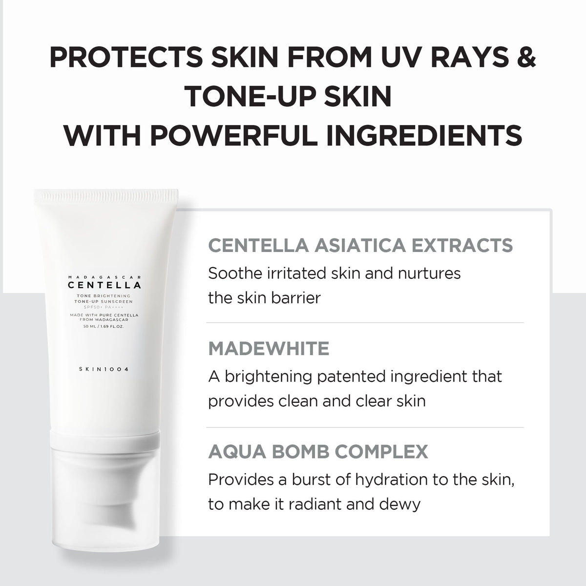 SKIN1004 Madagascar Centella Tone Brightening Tone-up Sunscreen SPF50+ PA++++ 50ml - ORION XO Exclusive