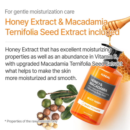 KUNDAL Honey & Macadamia Pure Natural Moisturizing Refreshing Body Wash Cherry Blossom 500ml
