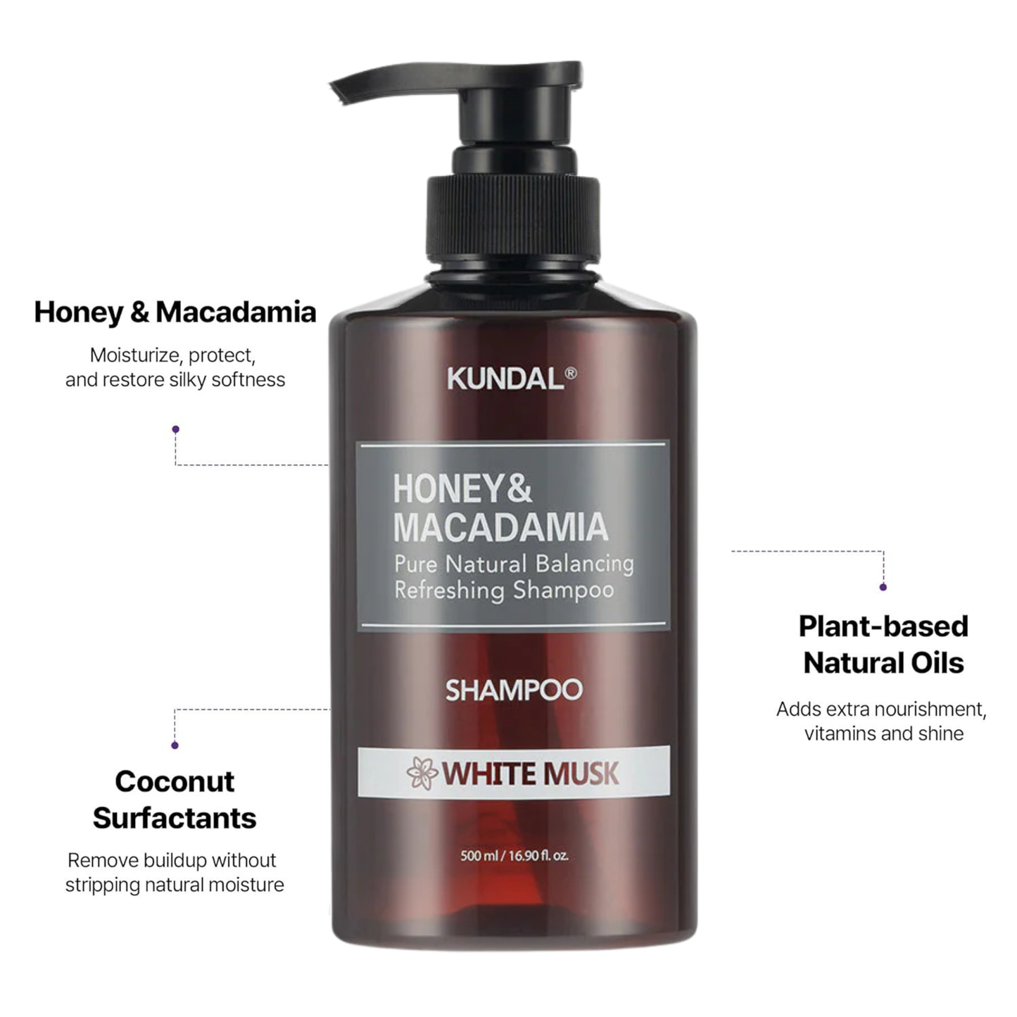 KUNDAL Honey & Macadamia Pure Natural Balancing Refreshing Shampoo White Musk 500ml