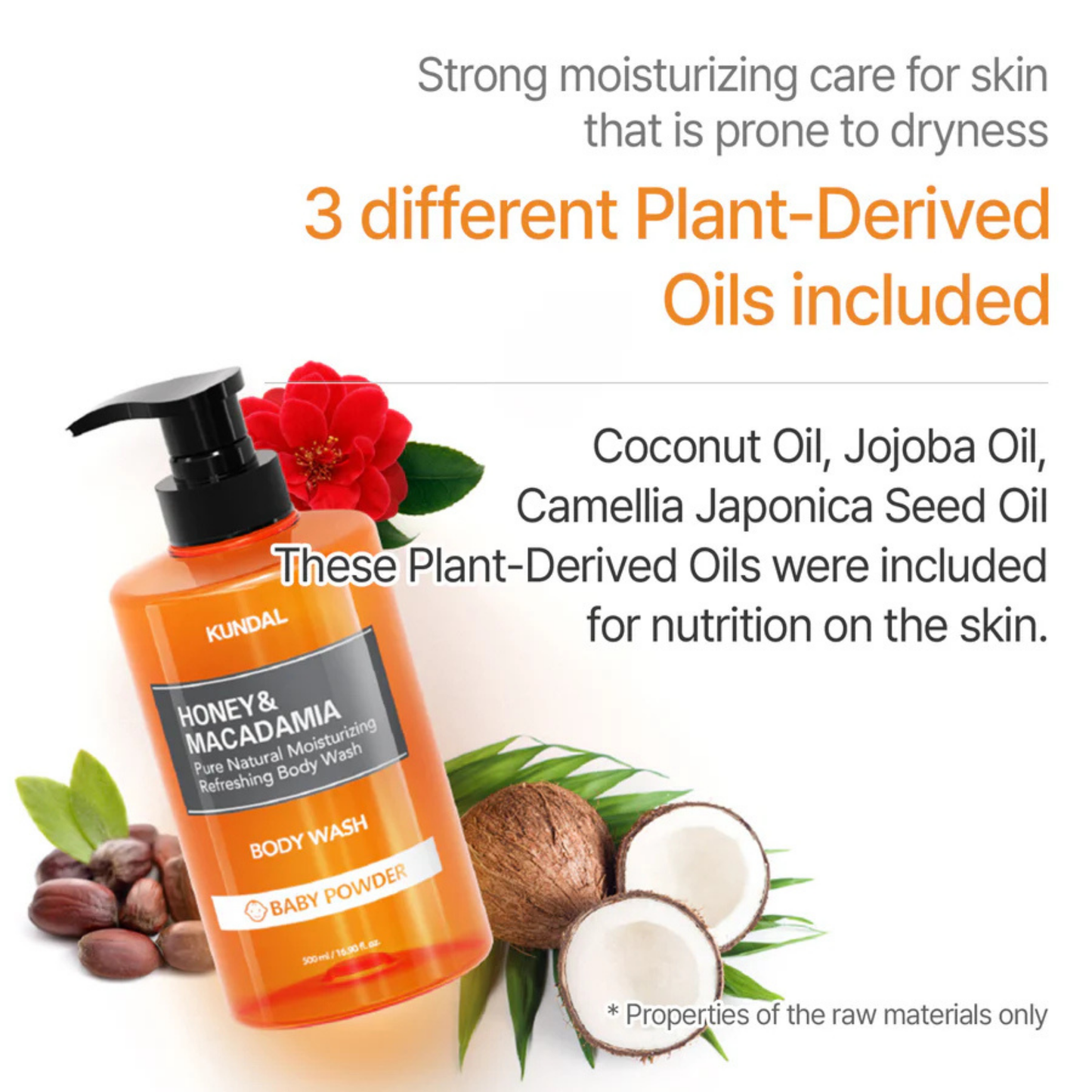 KUNDAL Honey & Macadamia Pure Natural Moisturizing Refreshing Body Wash Cherry Blossom 500ml