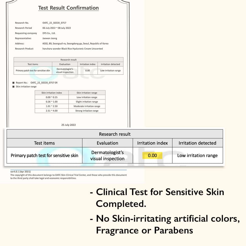 Haruharu WONDER Black Rice 10 Hyaluronic Cream-Unscented 50ml - ORION XO Exclusive