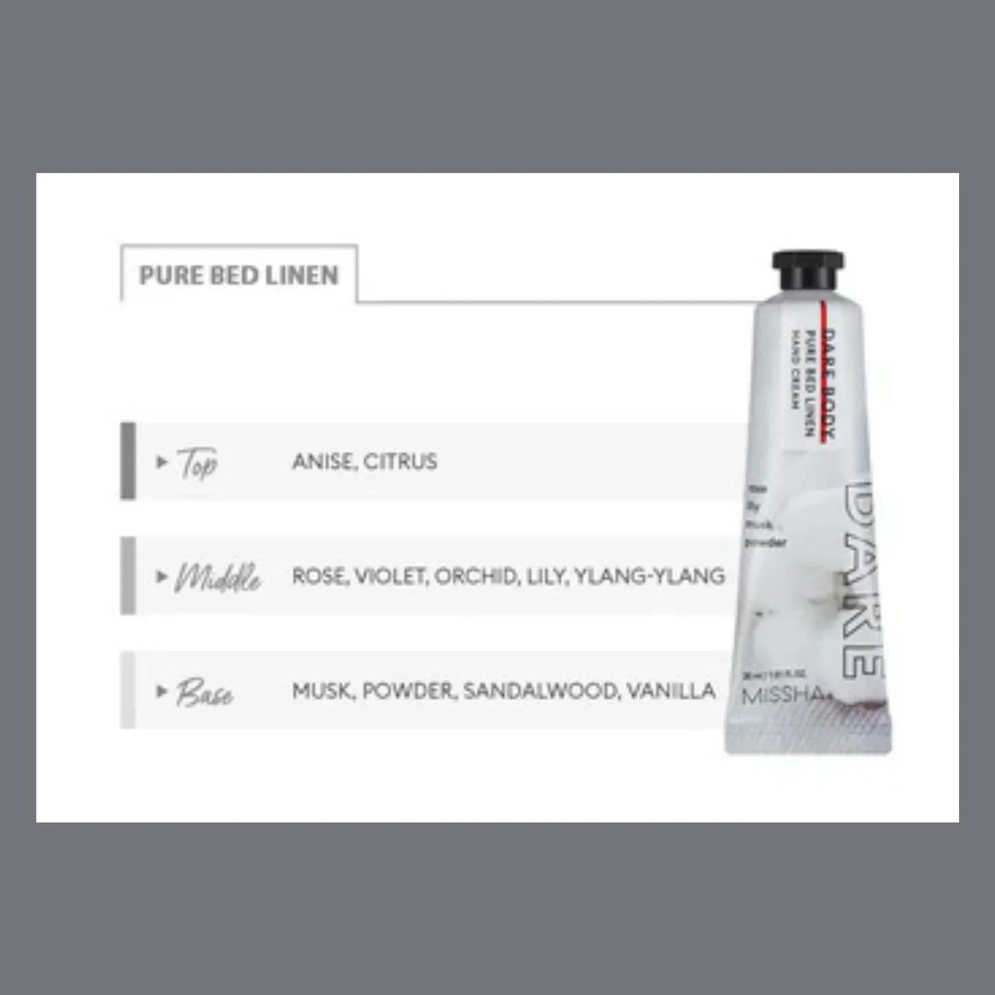 MISSHA Dare Body Hand Cream Pure Bed Linen 30ml - ORION XO Exclusive