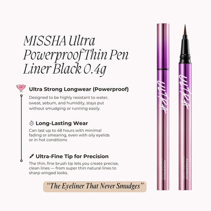 MISSHA Ultra Powerproof Thin Pen Liner Black 0.4g - ORION XO Exclusive