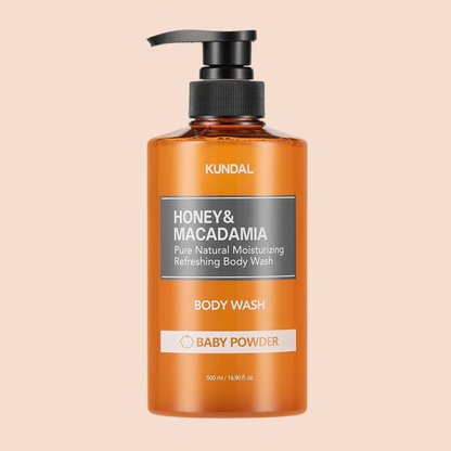KUNDAL Honey & Macadamia Pure Natural Moisturizing Refreshing Body Wash Baby Powder 500ml