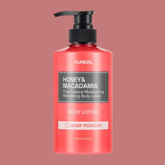 KUNDAL Honey & Macadamia Pure Natural Moisturizing Refreshing Body Lotion Baby Powder 500ml