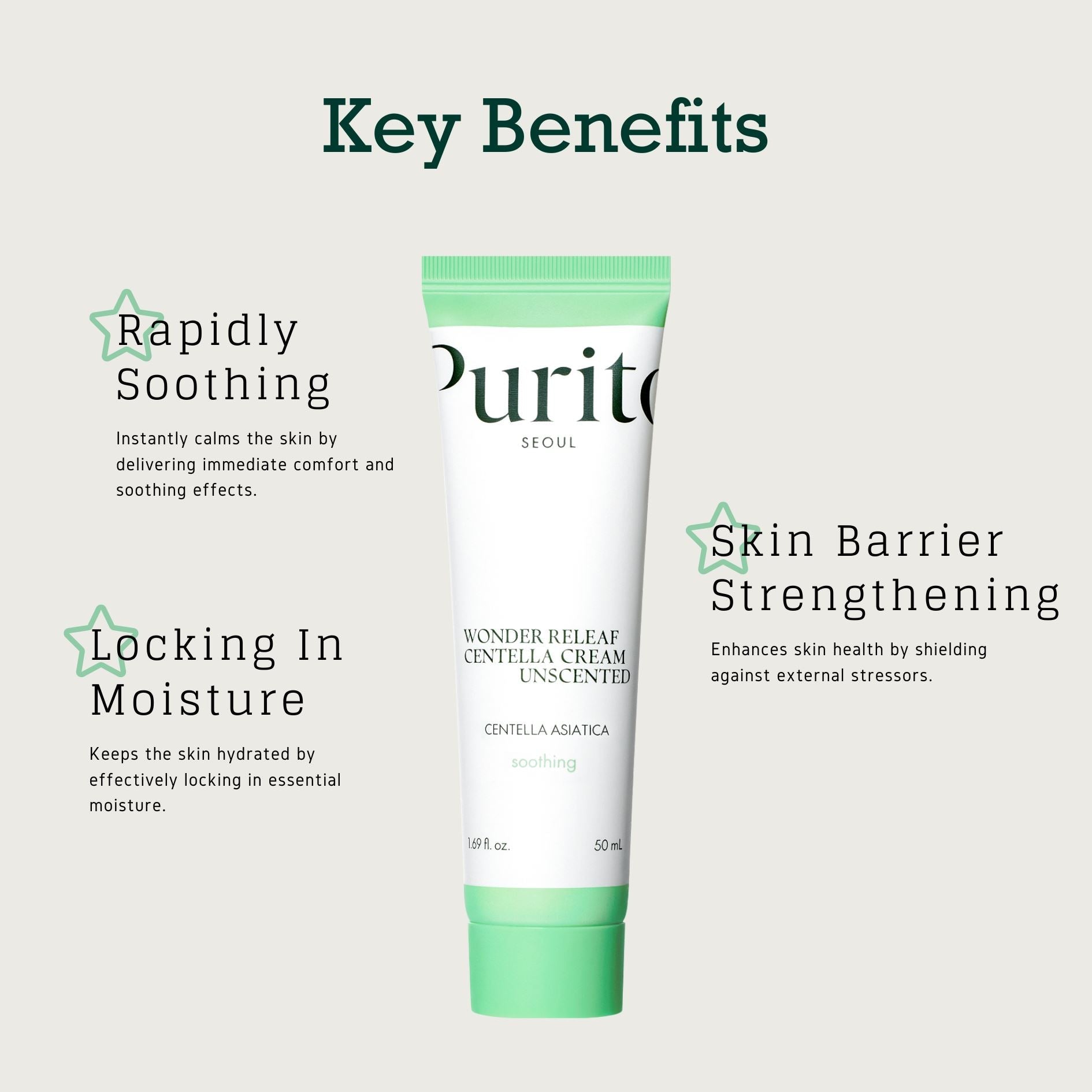 PURITO SEOUL Wonder Releaf Centella Cream Unscented 1ml (Pouch Sample) - ORION XO Exclusive