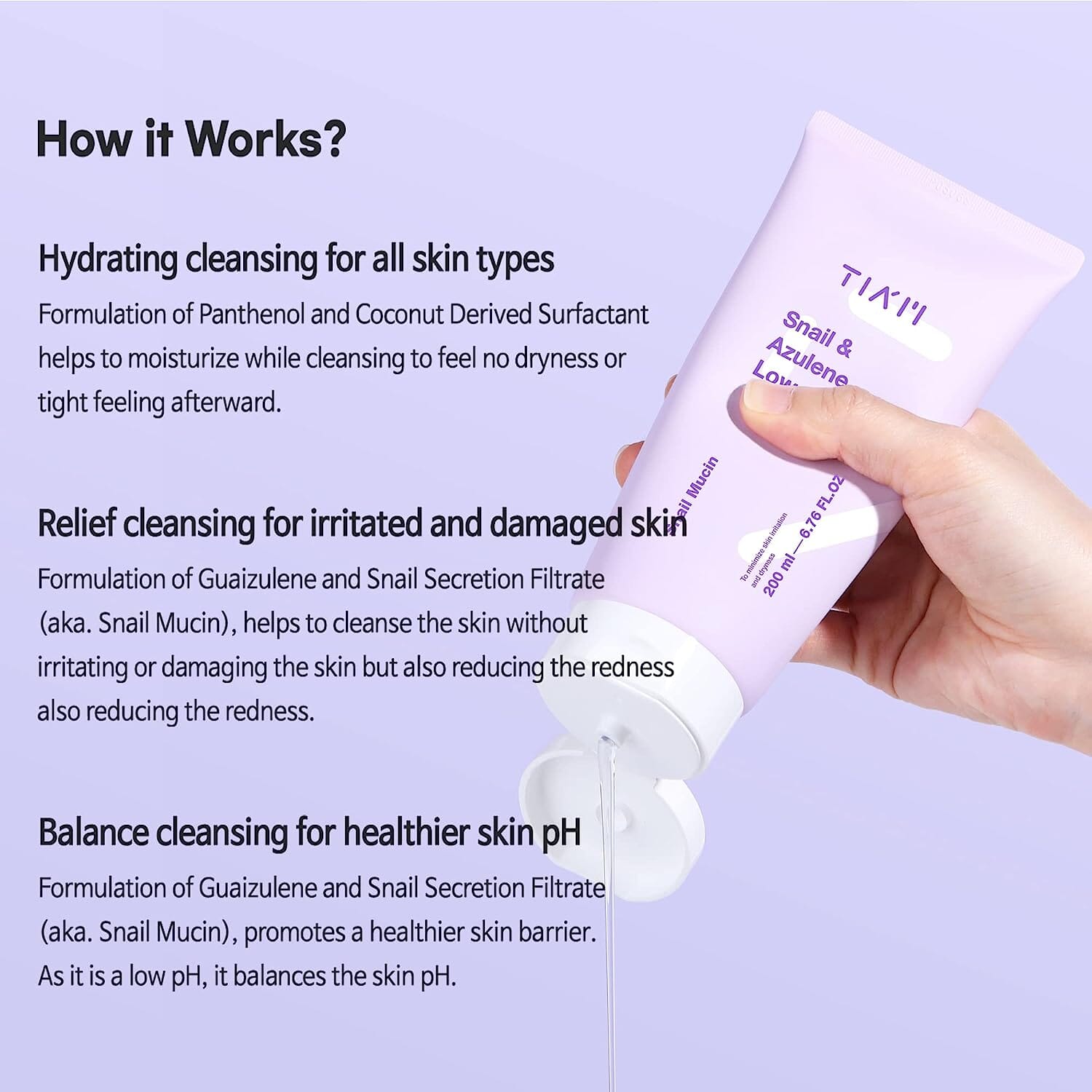 TIA'M Snail & Azulene Low pH Cleanser 200ml