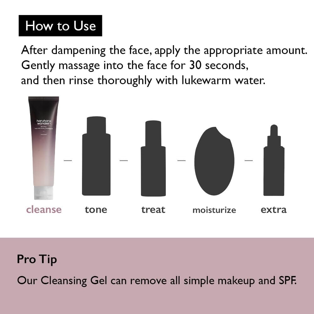 Haruharu WONDER Black Rice Triple AHA Gentle Cleansing Gel Unscented 100ml - ORION XO Exclusive