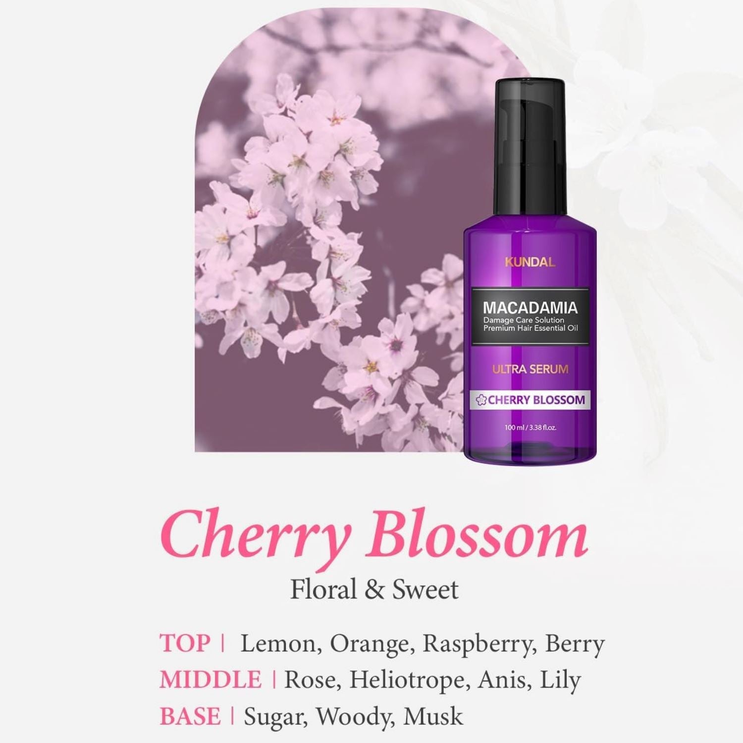 KUNDAL Macadamia Ultra Hair Serum Cherry Blossom 100ml Hair Care KUNDAL ORION XO Sri Lanka