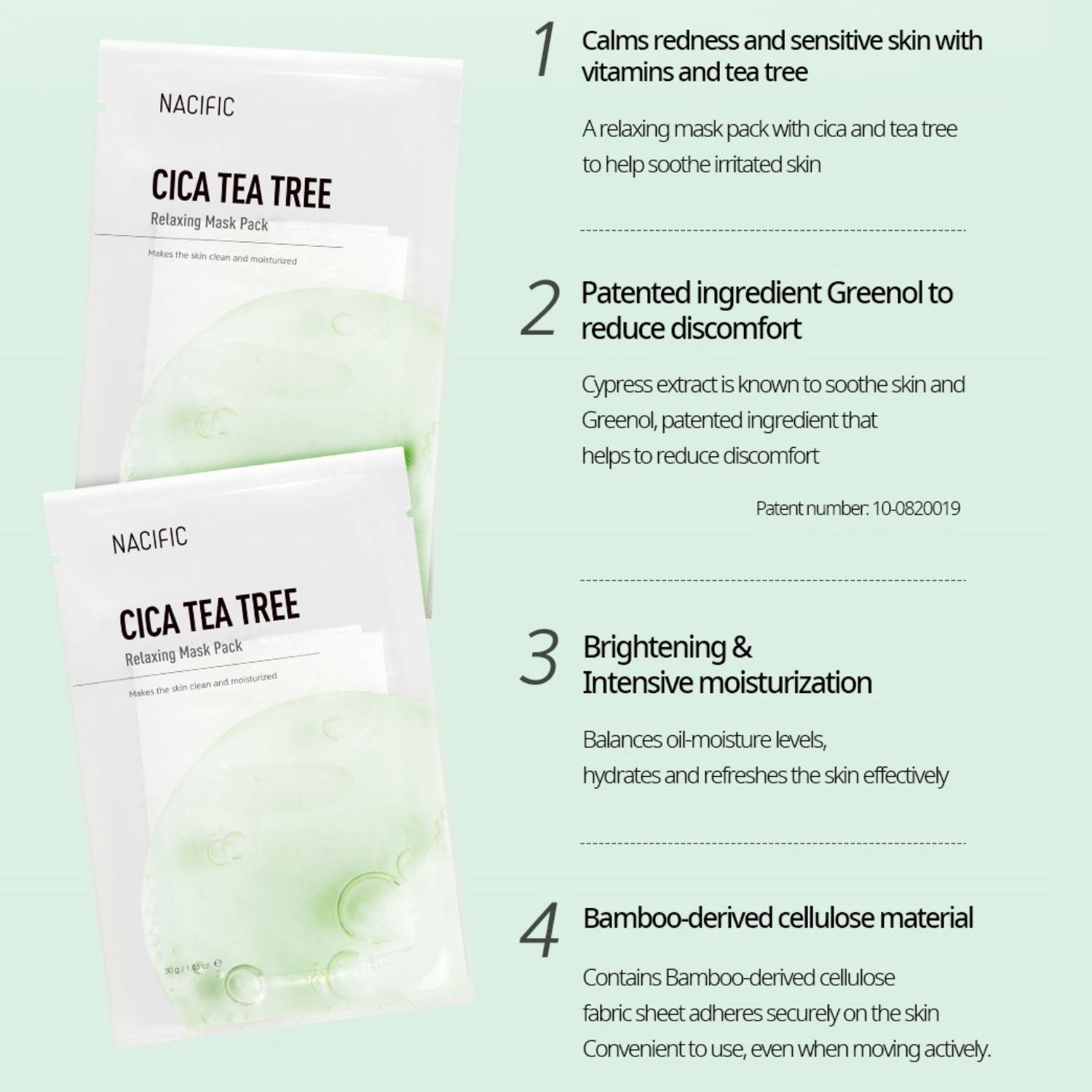 NACIFIC Cica Tea Tree Relaxing Mask (1ea) - ORION XO Exclusive
