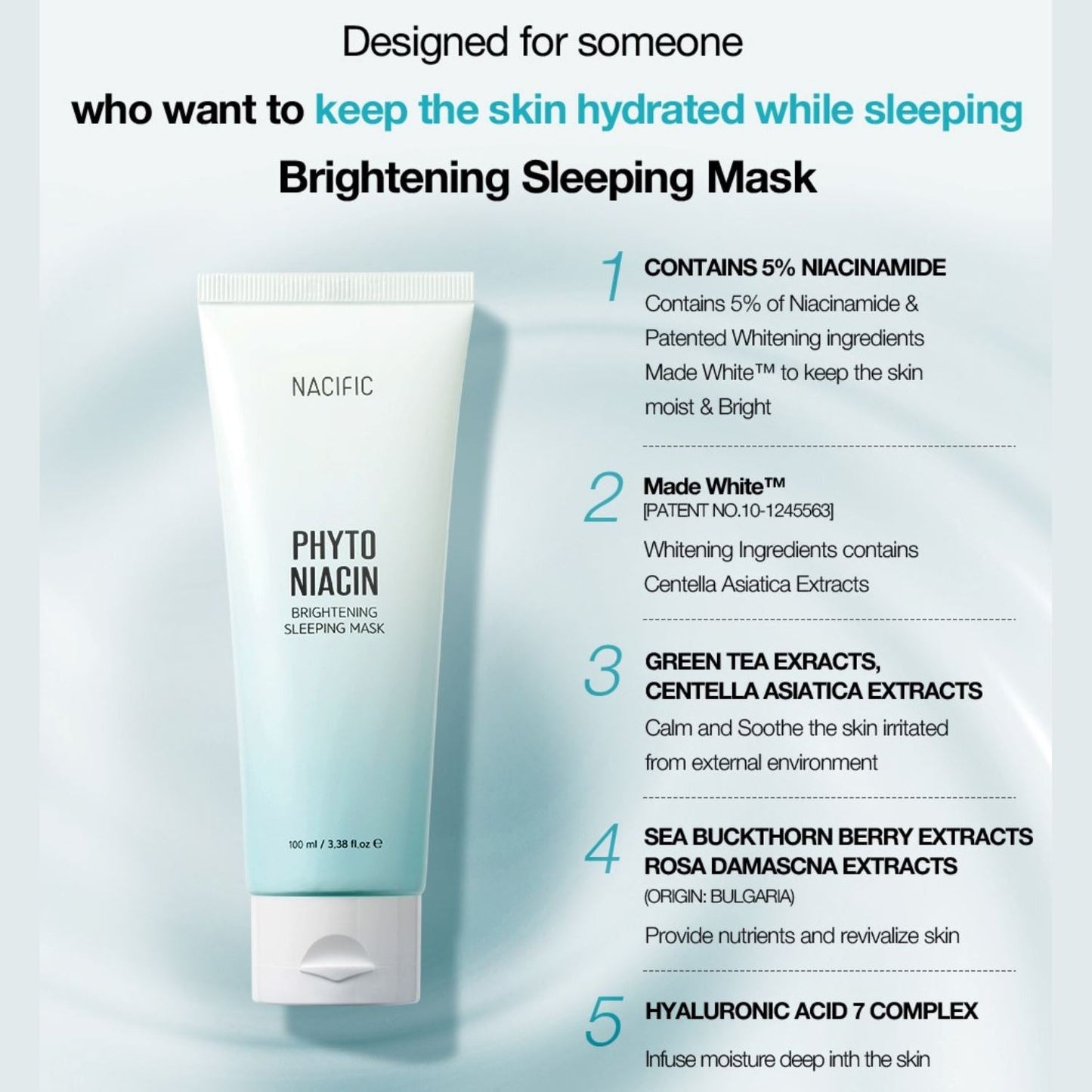 NACIFIC Phyto Niacin Brightening Sleeping Mask 100ml (5% Niacinamide) - ORION XO Exclusive