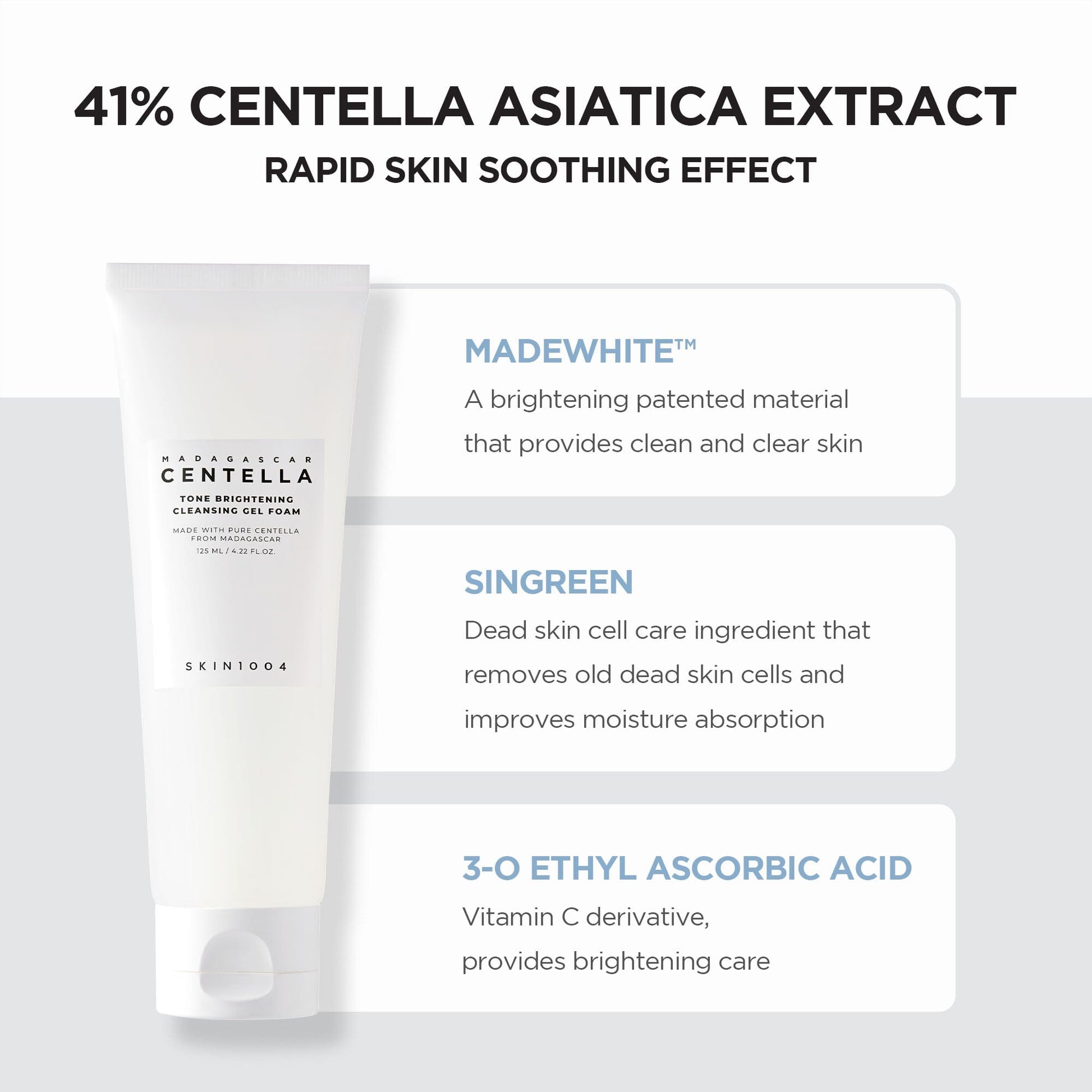 SKIN1004 Madagascar Centella Tone Brightening Cleansing Gel Foam 125ml - ORION XO Exclusive