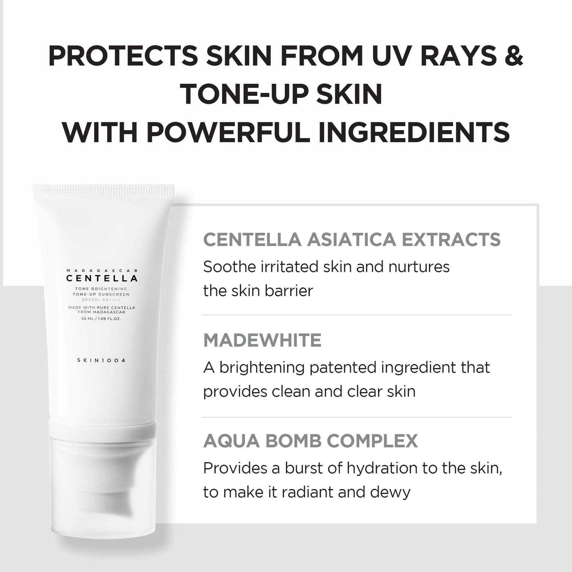 SKIN1004 Madagascar Centella Tone Brightening Tone-up Sunscreen SPF50+ PA++++ 50ml - ORION XO Exclusive